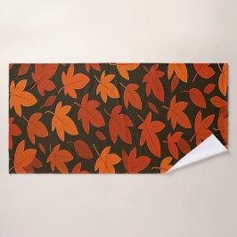 Toalha De Banho Folhas de Outono Boho Laranja