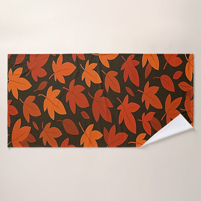 Toalha De Banho Folhas de Outono Boho Laranja (Toalha de Banho)