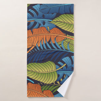 Toalha De Banho Folhas tropicais, padrão floral sem costura.