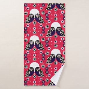 Toalha De Banho Folk Art Owl