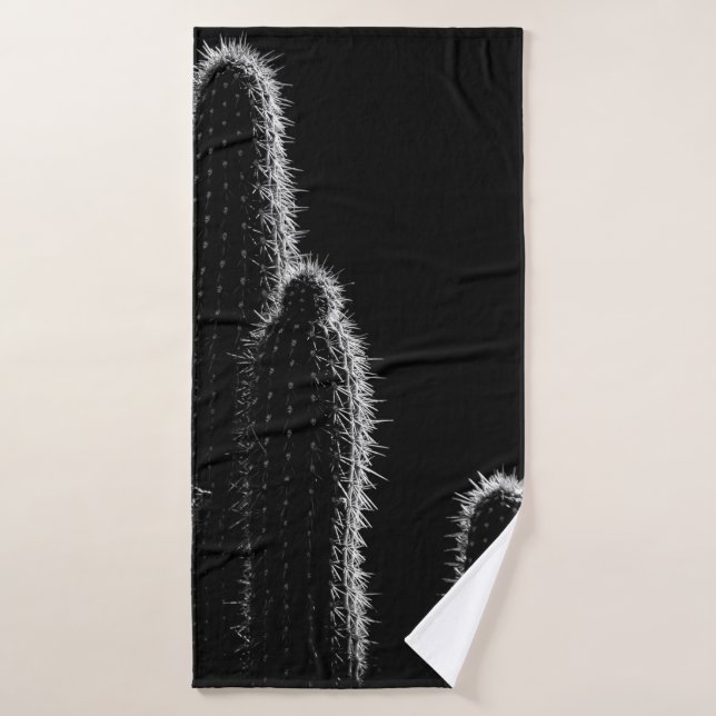 TOALHA DE BANHO FOTO GRAYSCALE DE CACTUS (Toalha de Banho)