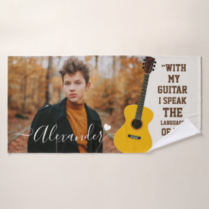 Toalha De Banho Foto personalizada do amante da música instrument