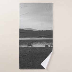 TOALHA DE BANHO FOTOGRAFIA DE CINZAS DE ESCALA DOS ANIMAIS