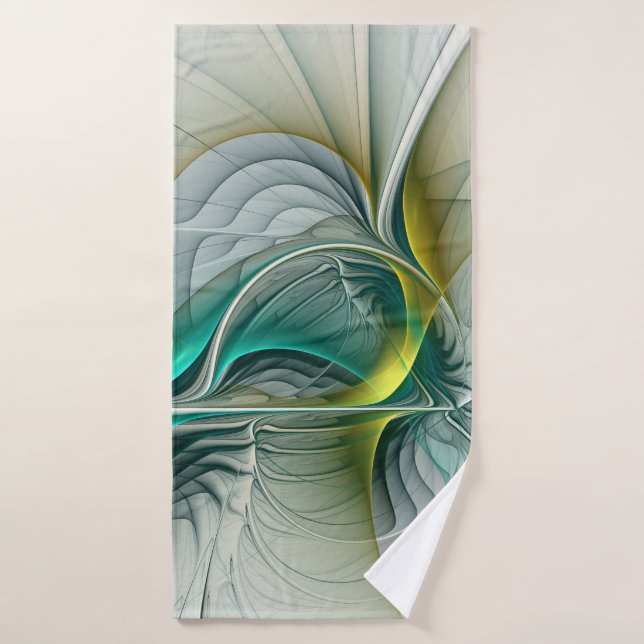 Toalha De Banho Fractal Teal De Turquoise Com Ouro Hipnótico (Toalha de Banho)