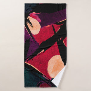 Toalha De Banho fragmento de pintura moderna abstrato acrílico. C