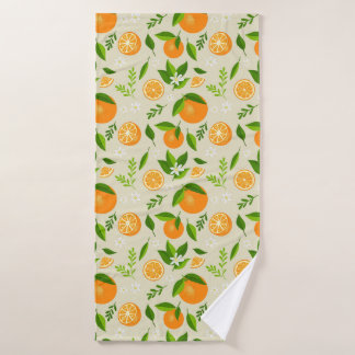 Toalha De Banho Fresh oranges with flowers and leaves