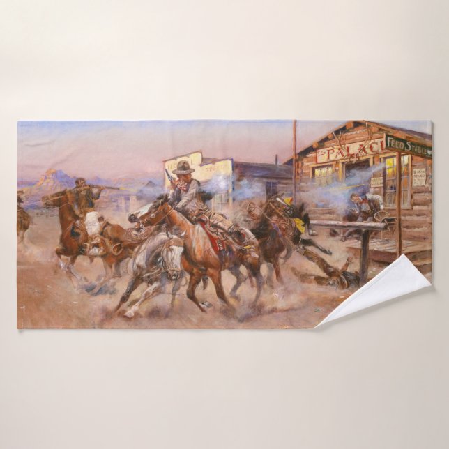 Toalha De Banho Fuma de um. 45 de 1908 por Charles Marion Russell (Toalha de Banho)