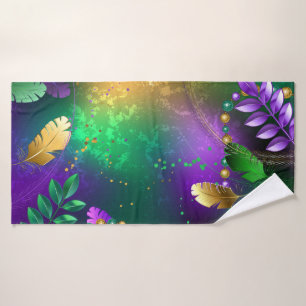 Toalha De Banho Fundo márdi iridescente com miçangas