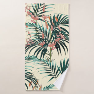 Toalha De Banho Fundo tropical com plantas da selva. Sem costura