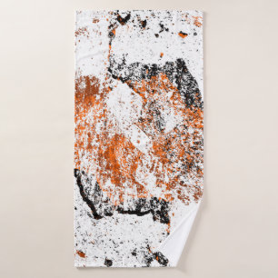 Toalha De Banho Fundo verde castanho escuro. Cor de laranja branco