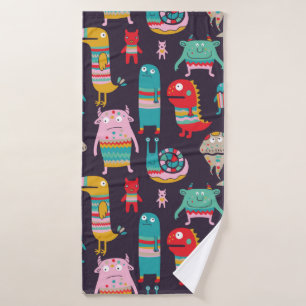 Toalha De Banho Funny monsters seamless pattern