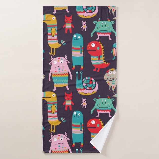 Toalha De Banho Funny monsters seamless pattern (Toalha de Banho)