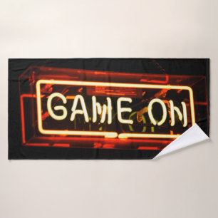 Toalha De Banho Game On Neon Sign Game