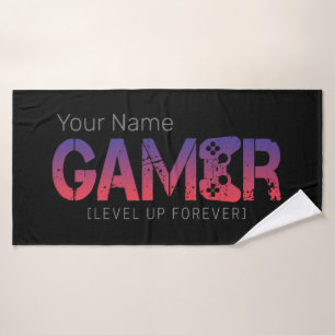 Toalha De Banho Gamer Level Up Forever Vintage Gamepad Design