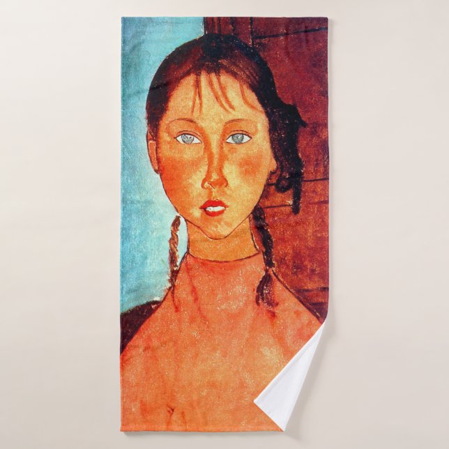 Toalha De Banho Garota com rabo-de-porco, Modigliani (Toalha de Banho)