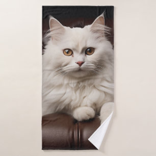 Toalha De Banho Gato branco majestoso