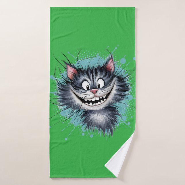 Toalha De Banho Gato com sorriso. (Toalha de Banho)
