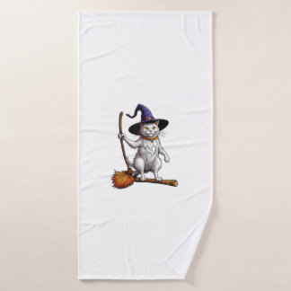 Toalha De Banho Gato Feiticeiro Halloween Bruxas Mystical Cat Love
