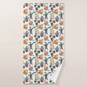 Toalha De Banho Gatos e flores para desenho de linhagens
