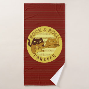 Toalha De Banho Gatos engraçados da música do rock and roll e
