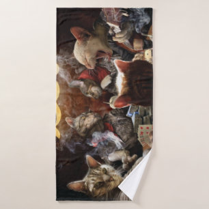 Toalha De Banho Gatos jogando pôquer