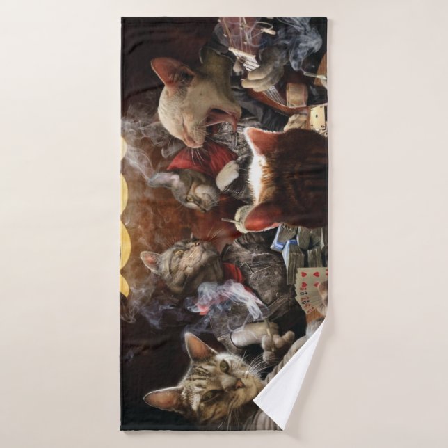 Toalha De Banho Gatos jogando pôquer (Toalha de Banho)