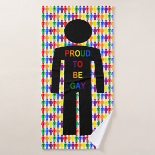 Toalha De Banho Gay LGBTQ - Silhueta e Homens Arco-íris