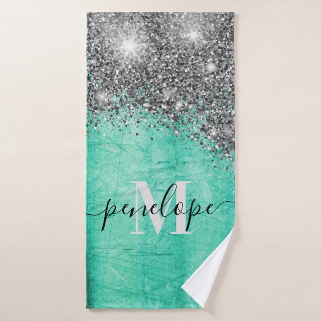 Toalha De Banho Glitter prateado e metal (Toalha de Banho)