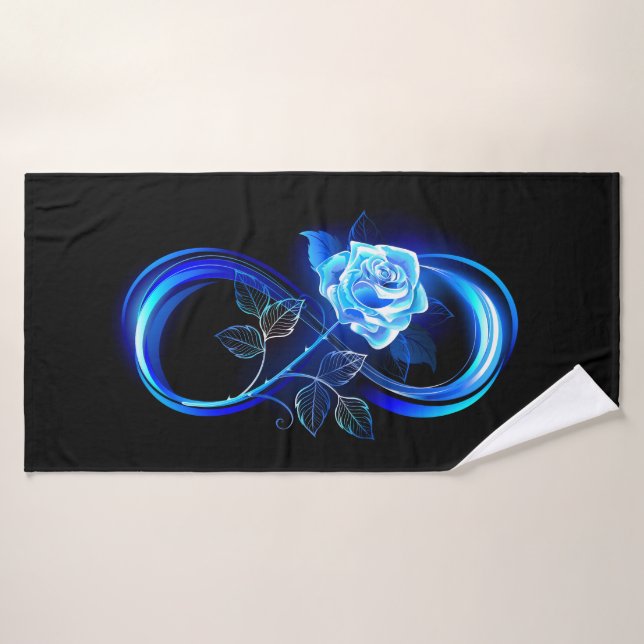 Toalha De Banho Glowing infinity with blue rose (Toalha de Banho)