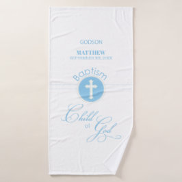 Toalha De Banho Godson Baptism Blue Child of Deus Personalizado