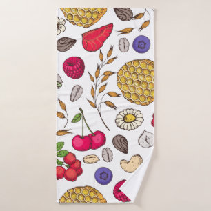 Toalha De Banho Granola,  muesli seamless pattern. Oat flakes hand