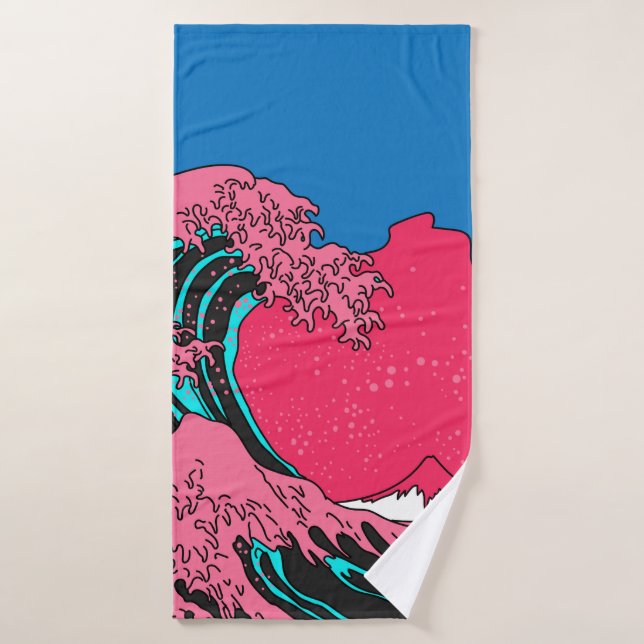 Toalha De Banho Great Wave in Vaporwave Pop Art style. View on the (Toalha de Banho)