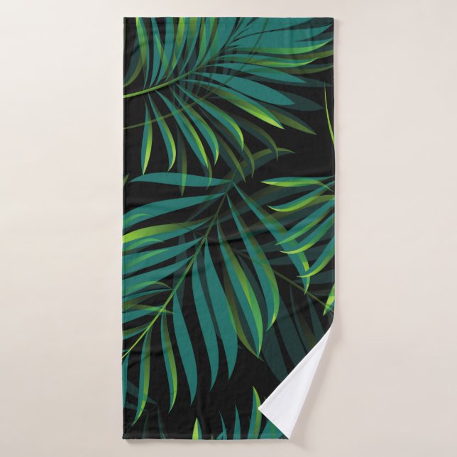 Toalha De Banho Green tropical palm leaves. Seamless pattern graph (Toalha de Banho)