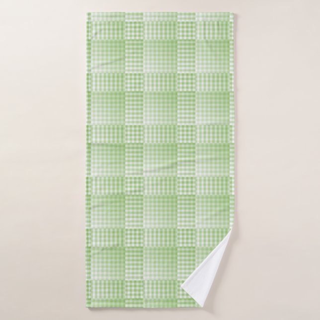 Toalha De Banho Green White Checker Abstract Pattern (Toalha de Banho)