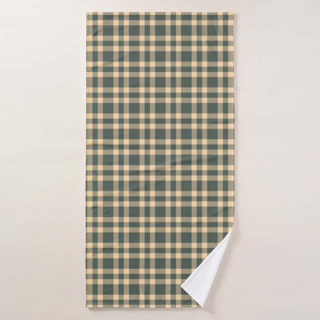 Toalha De Banho Green Yellow Plaid Pattern (Toalha de Banho)