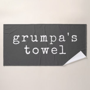 Toalha De Banho Grumpa Avôzão Engraçado e Mal-Humorado Preto e B