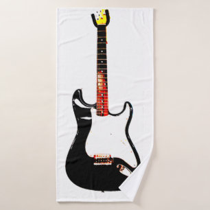 Toalha De Banho Guitarra Elétrica em Preto