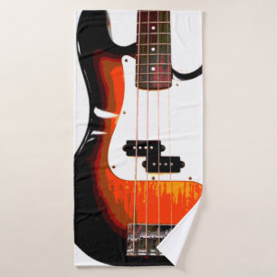 Toalha De Banho Guitarra Elétrica em Preto