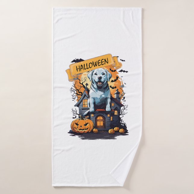 TOALHA DE BANHO HALLOWEEN E CÃO (Toalha de Banho)