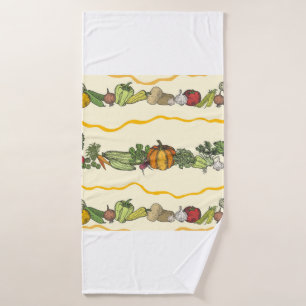 Toalha De Banho Hand drawn seamless pattern of natural vegetables 