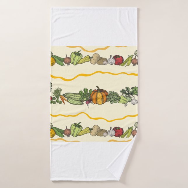 Toalha De Banho Hand drawn seamless pattern of natural vegetables  (Toalha de Banho)