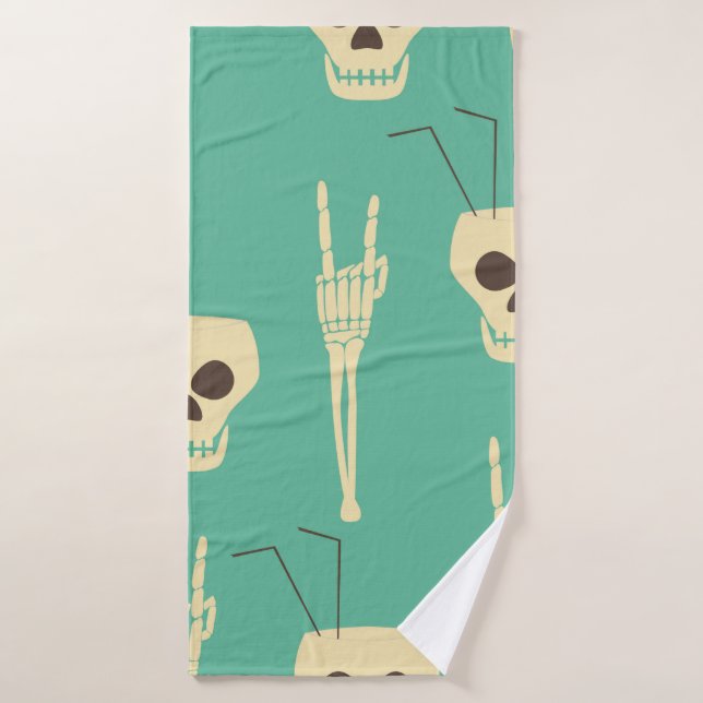 Toalha De Banho Hell party seamless pattern. Human skulls as goble (Toalha de Banho)