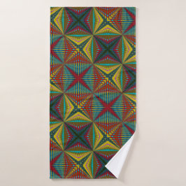 Toalha De Banho Hippie Vermelho Azul Amarelo Verde Triquete Étnico