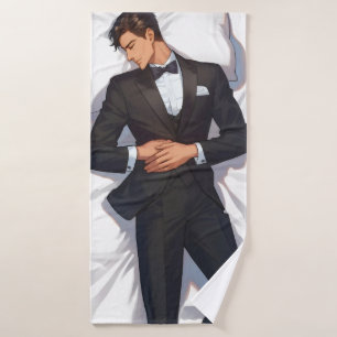 Toalha De Banho Homem de Anime Elegante Dormindo