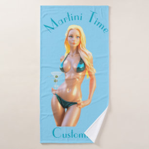 Toalha De Banho Hora do Martini Babe de Biquíni Thunder_Cove