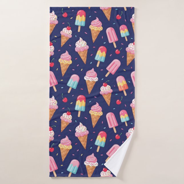 Toalha De Banho Ice cream, popsicles and cherries pattern (Toalha de Banho)