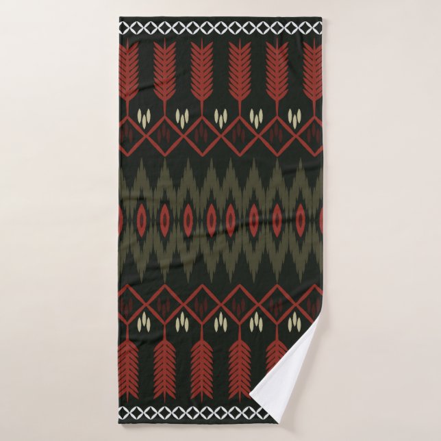 Toalha De Banho ikat Pattern. Encaminhamento geométrico sem costur (Toalha de Banho)