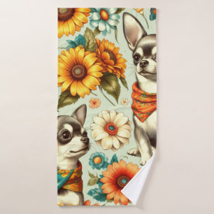 Toalha De Banho Ilustração de Chihuahua Retro Cute