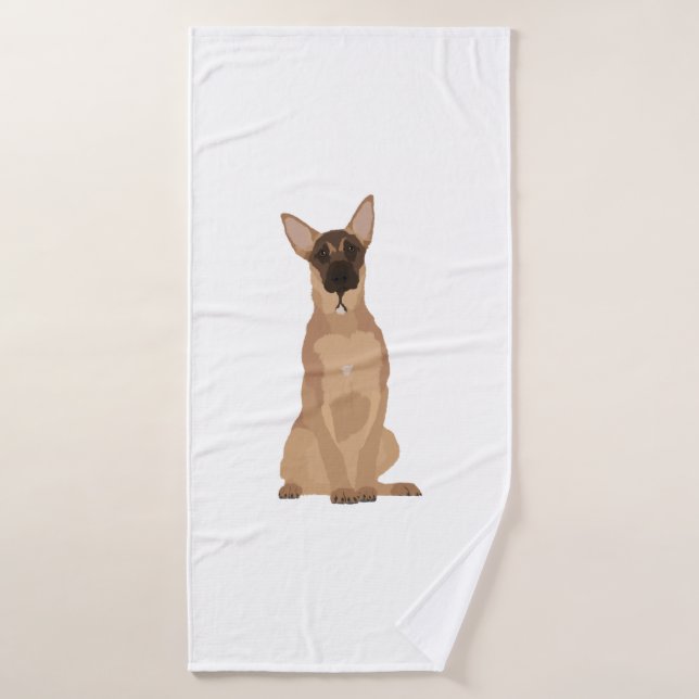 Toalha De Banho Ilustração Malinois Belga! (Toalha de Banho)