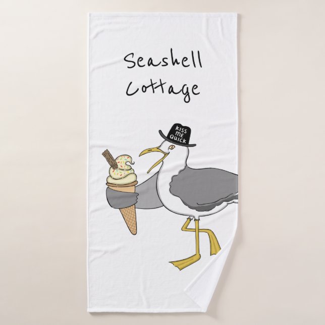 Toalha De Banho Ilustração Personalizada de Seagull (Toalha de Banho)